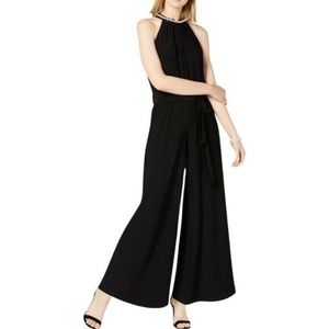 Black Formal Betsey Johnson Romper with Pearl Detailing